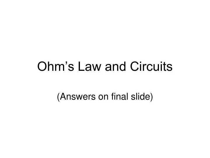 ohm s law and circuits