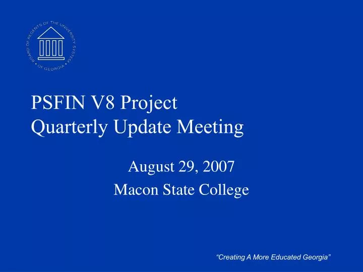 psfin v8 project quarterly update meeting