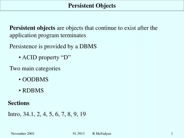 persistent objects