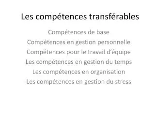 les comp tences transf rables