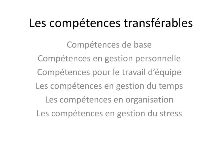 les comp tences transf rables