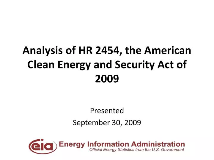 analysis of hr 2454 the american clean energy and security act of 2009
