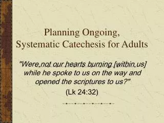 Planning Ongoing, Systematic Catechesis for Adults