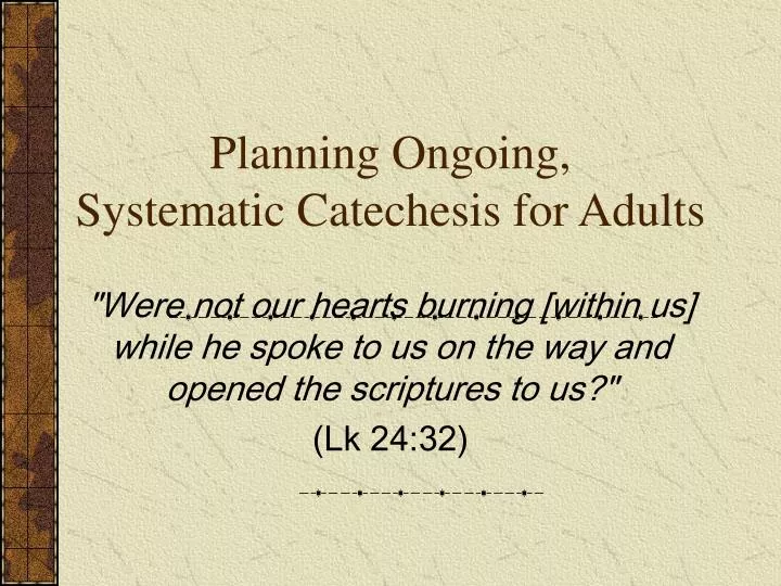 planning ongoing systematic catechesis for adults