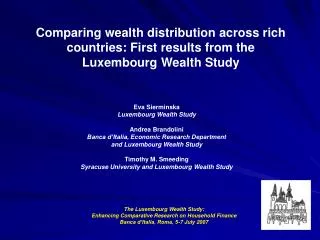 Eva Sierminska Luxembourg Wealth Study Andrea Brandolini