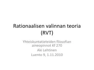 rationaalisen valinnan teoria rvt