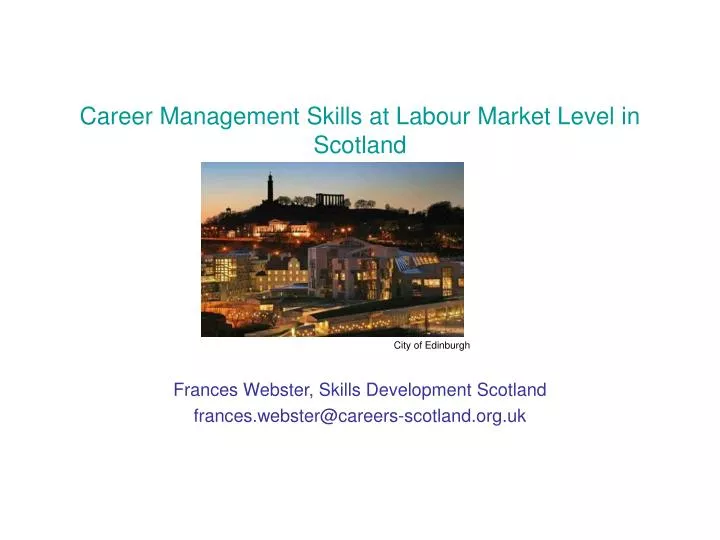career management skills at labour market level in scotland