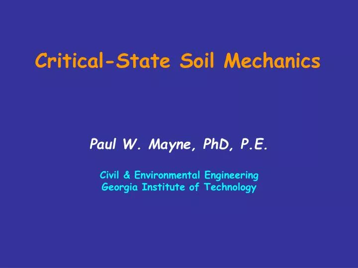 critical state soil mechanics