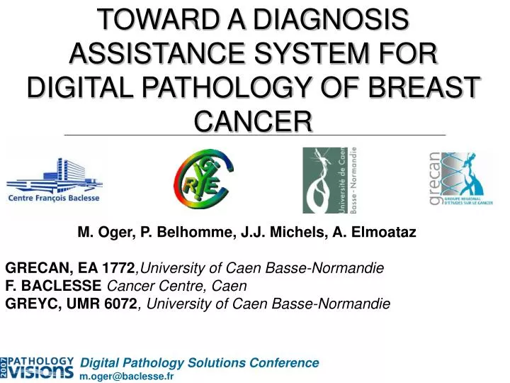 toward a diagnosis assistance system for digital pathology of breast cancer