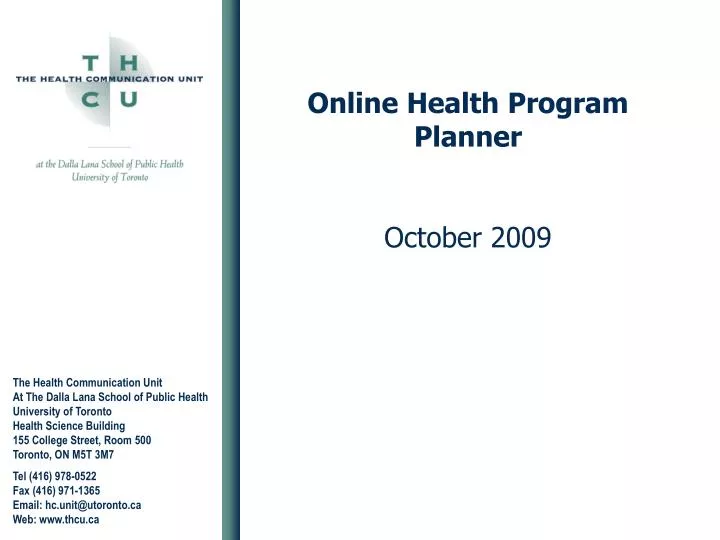 online health program planner october 2009