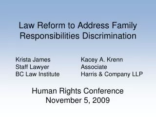 Law Reform to Address Family Responsibilities Discrimination