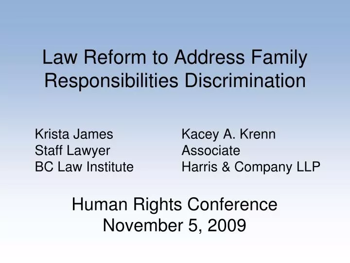 law reform to address family responsibilities discrimination