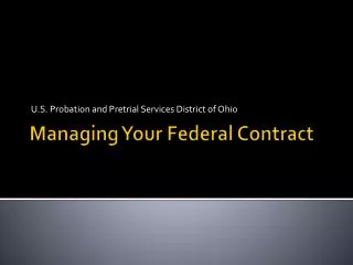 Managing Your Federal Contract