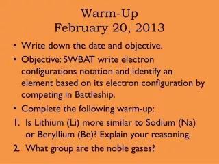 Warm-Up February 20, 2013