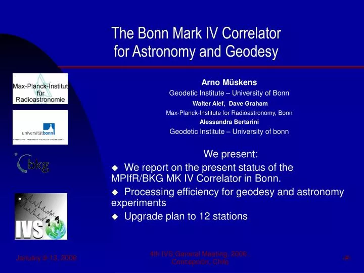 the bonn mark iv correlator for astronomy and geodesy