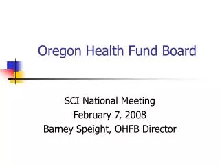 Oregon Health Fund Board