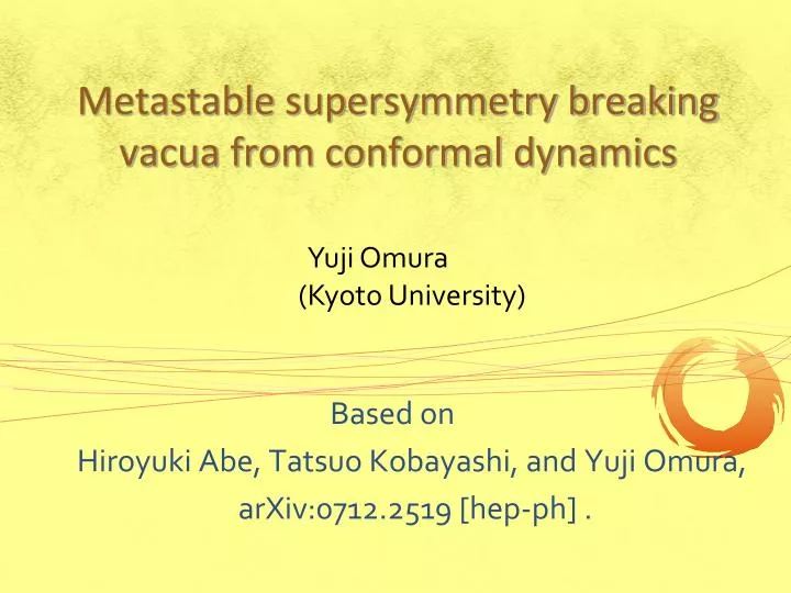 metastable supersymmetry breaking vacua from conformal dynamics