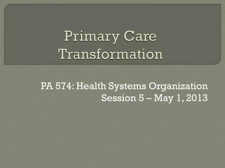 primary care transformation
