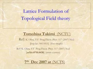Lattice Formulation of Topological Field theory