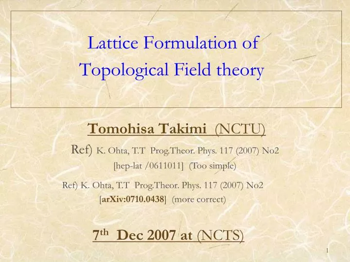 lattice formulation of topological field theory
