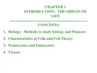 CHAPTER 1 INTRODUCTION: THE ORIGIN OF LIFE
