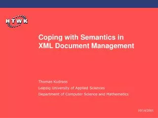 Coping with Semantics in XML Document Management