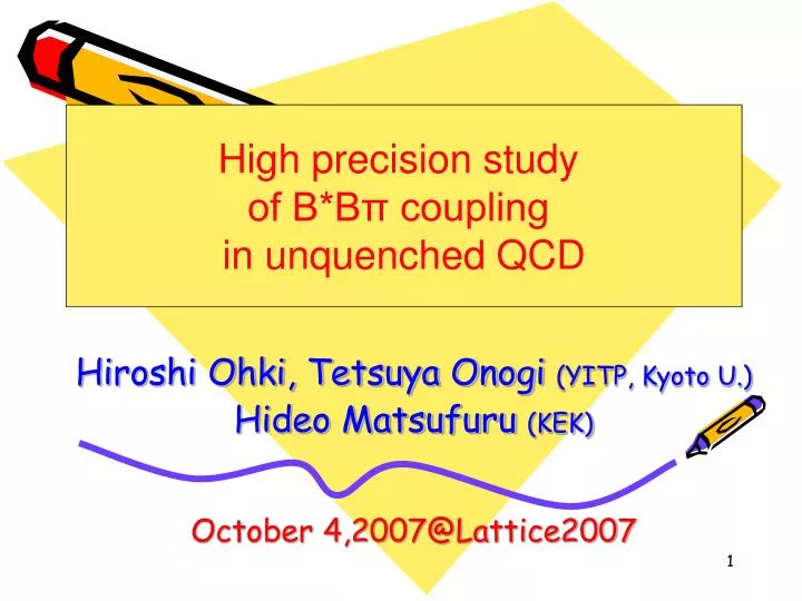 hiroshi ohki tetsuya onogi yitp kyoto u hideo matsufuru kek october 4 2007@lattice2007