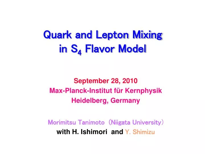 quark and lepton mixing in s 4 flavor model
