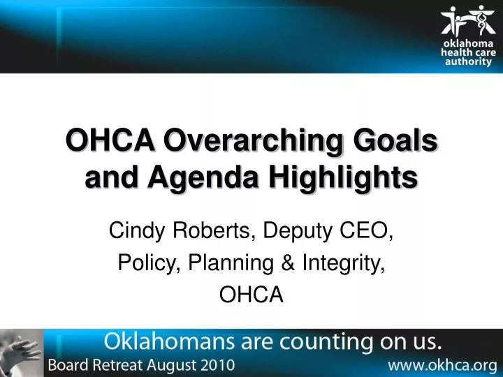 ohca overarching goals and agenda highlights