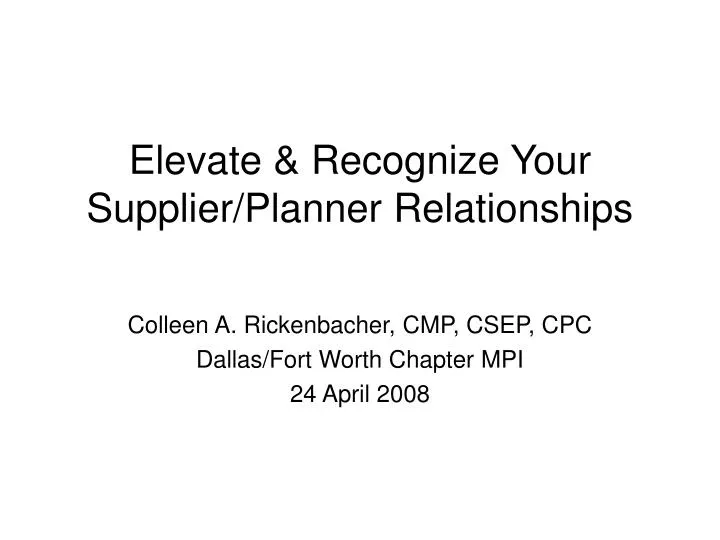 elevate recognize your supplier planner relationships