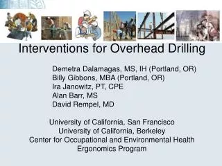 Interventions for Overhead Drilling 			Demetra Dalamagas, MS, IH (Portland, OR)