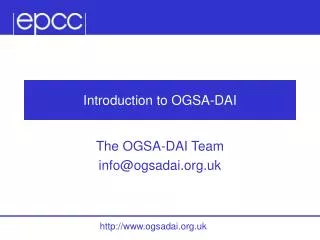 Introduction to OGSA-DAI