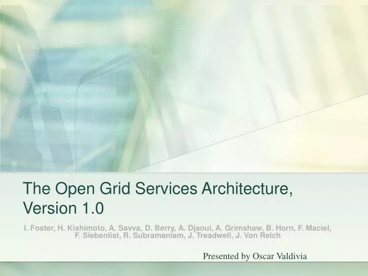 the open grid services architecture version 1 0