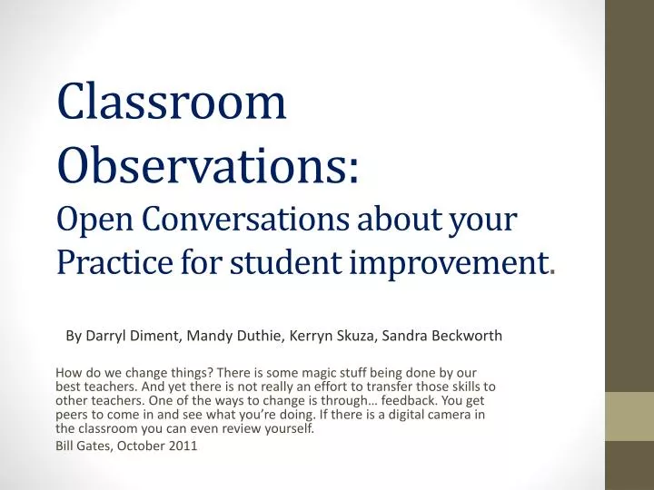 classroom observations open conversations about your practice for student improvement