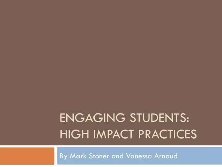 engaging students high impact practices