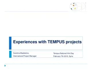 Experiences with TEMPUS projects
