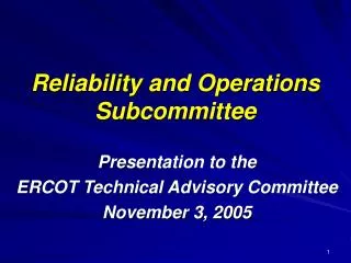 Reliability and Operations Subcommittee