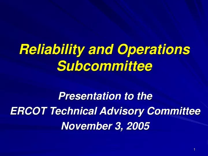reliability and operations subcommittee