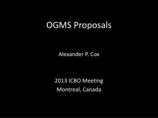 OGMS Proposals