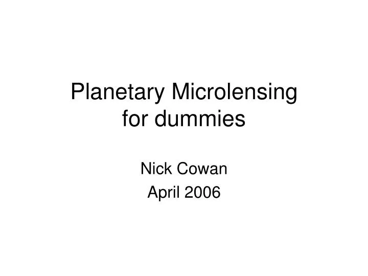 planetary microlensing for dummies