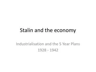 Stalin and the economy