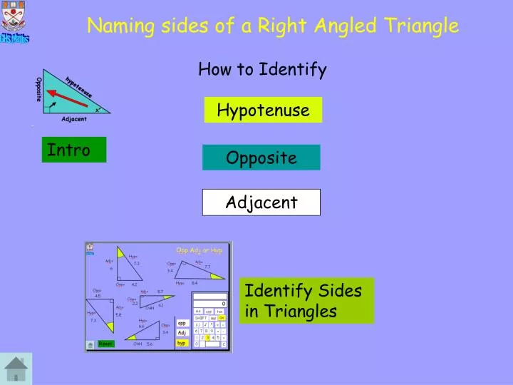 naming sides of a right angled triangle