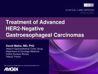 Treatment of Advanced HER2-Negative Gastroesophageal Carcinomas