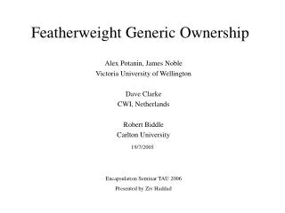 Featherweight Generic Ownership