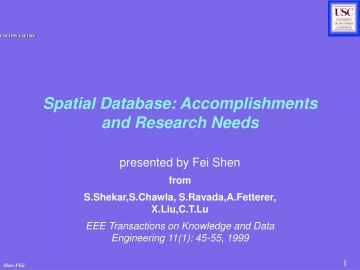 spatial database accomplishments and research needs