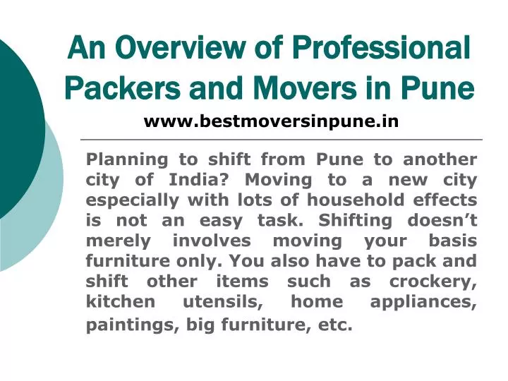 an overview of professional packers and movers in pune