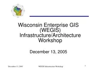 Wisconsin Enterprise GIS (WEGIS) Infrastructure/Architecture Workshop December 13, 2005