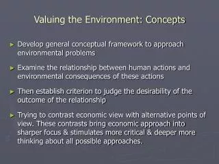 Valuing the Environment: Concepts