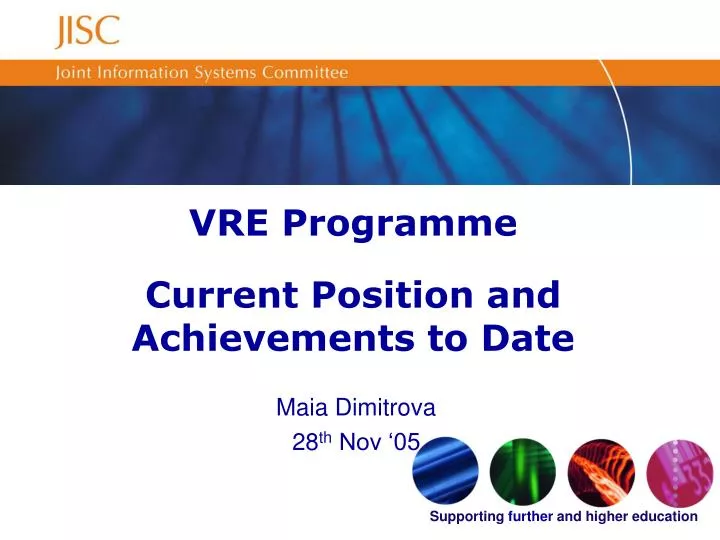 vre programme current position and achievements to date