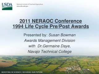 2011 NERAOC Conference 1994 Life Cycle Pre/Post Awards
